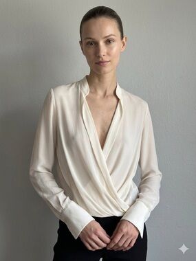 Carolina Herrera Silk Crossover Blouse